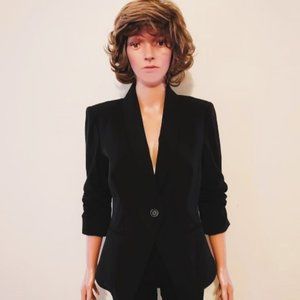 NEW DIRECTIONS BLACK SINGLE ONE BUTTON BREASTED RUCHED SLEEVES SIZE S NWOT